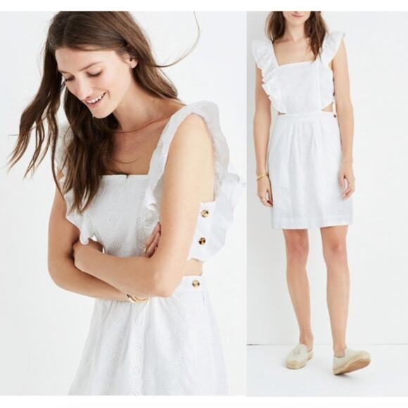 Madewell Eyelet White Cutout Mini Dress - Picture 1 of 6